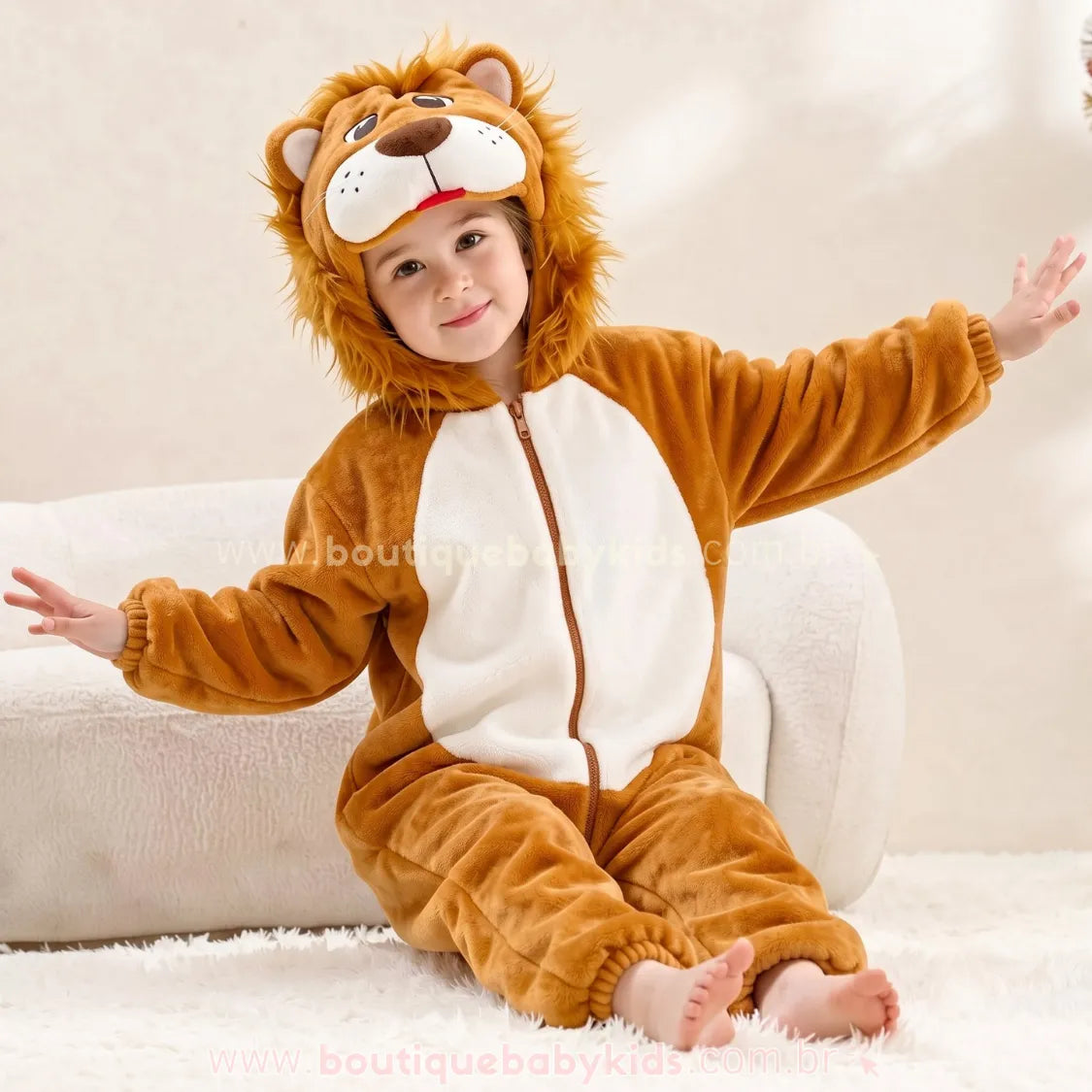 Macacão Infantil Fantasia Leãozinho Real - Boutique Baby Kids