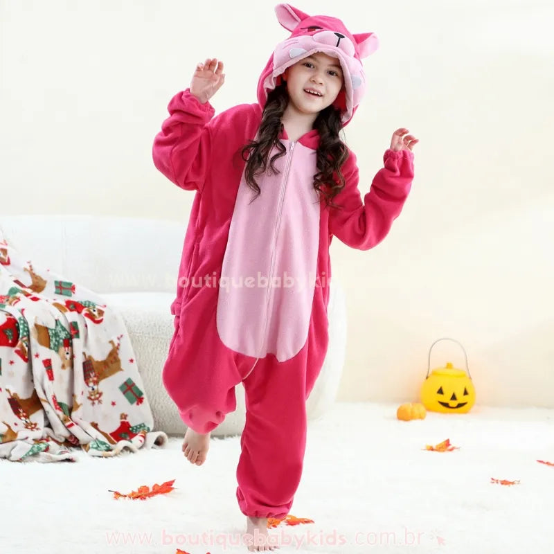 Macacão Infantil Kigurumi Fantasia de Raposa Cor-De-Rosa - Boutique Baby Kids