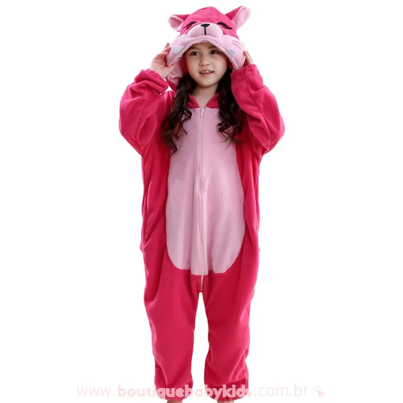 Macacão Infantil Kigurumi Fantasia de Raposa Cor-De-Rosa - Boutique Baby Kids