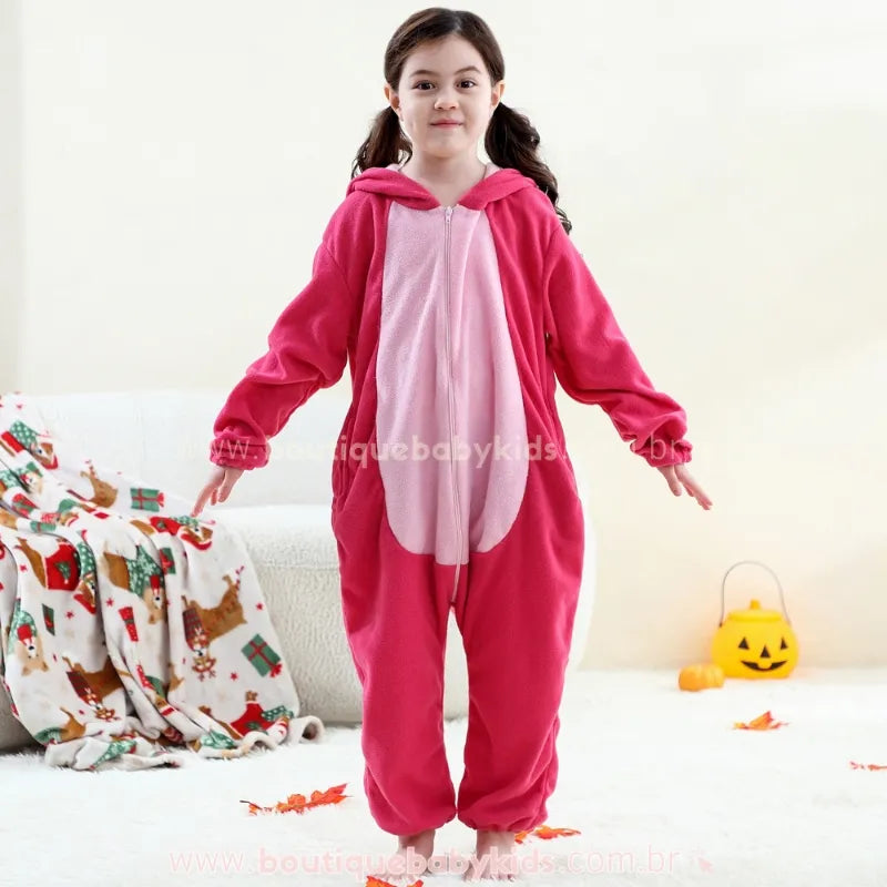 Macacão Infantil Kigurumi Fantasia de Raposa Cor-De-Rosa - Boutique Baby Kids