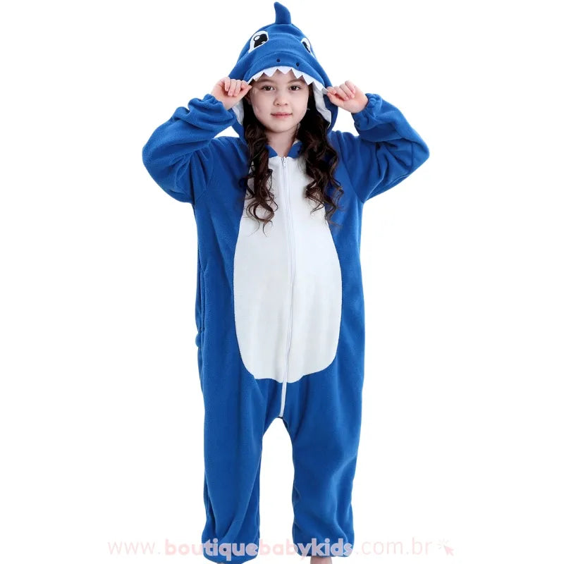 Macacão Infantil Kigurumi Fantasia de Tubarãozinho Azul - Boutique Baby Kids