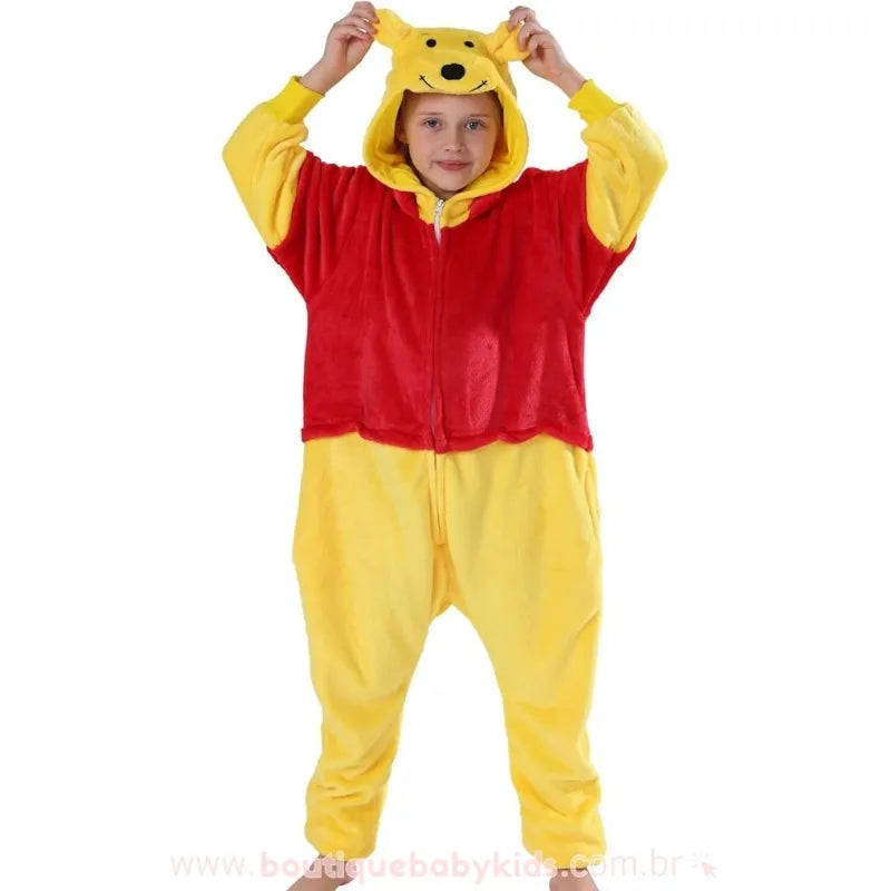 Macacão Infantil Temático Fantasia Ursinho Pooh com Capuz - Boutique Baby Kids