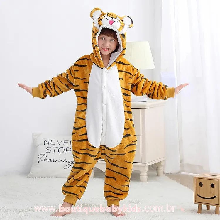 Macacão Pijama Infantil Fantasia Tigre - Boutique Baby Kids