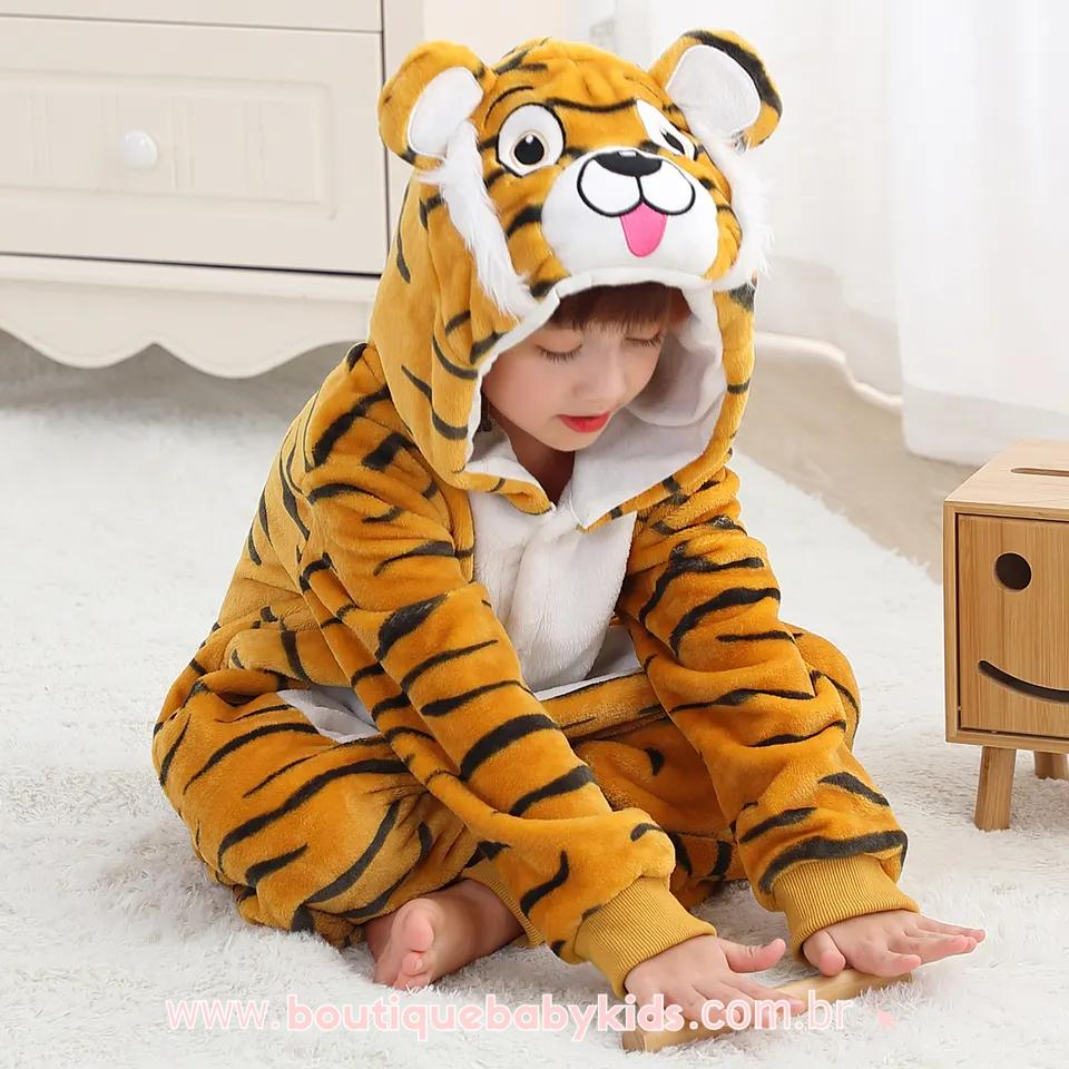 Macacão Pijama Infantil Fantasia Tigre - Boutique Baby Kids