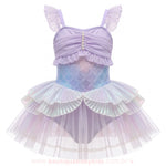 Maiô Infantil Encanto de Sereia com Tule e Asinhas Lilás - Boutique Baby Kids