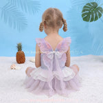Maiô Infantil Encanto de Sereia com Tule e Asinhas Lilás - Boutique Baby Kids