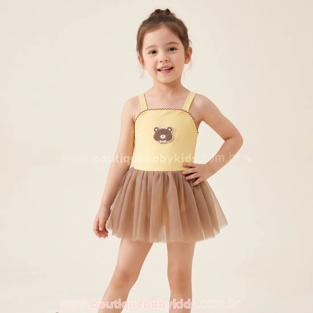 Maiô Infantil Ursinha Bailarina com Saia de Tule - Boutique Baby Kids