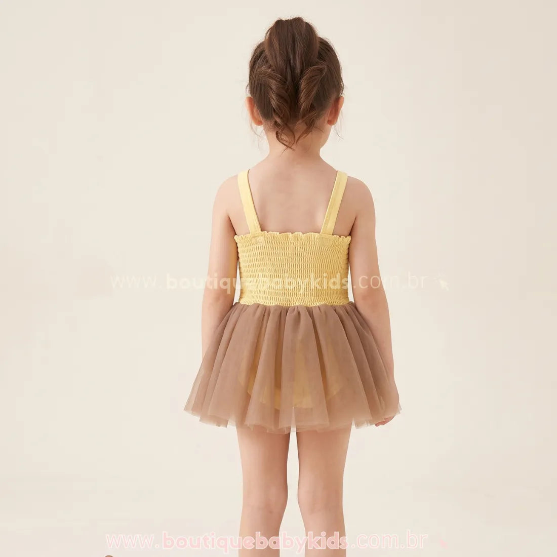Maiô Infantil Ursinha Bailarina com Saia de Tule - Boutique Baby Kids