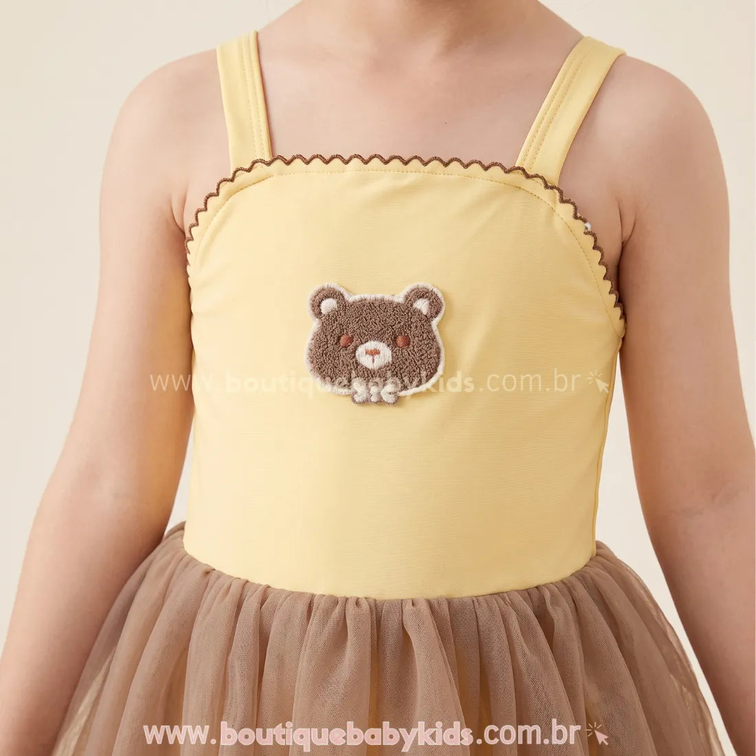 Maiô Infantil Ursinha Bailarina com Saia de Tule - Boutique Baby Kids