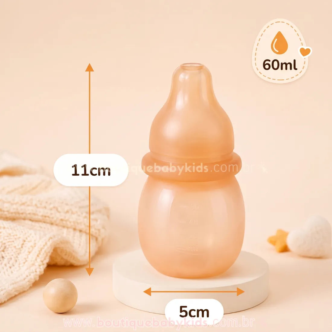 Mamadeira de Silicone Baby Care 60ML Antigases e Livre de BPA - Boutique Baby Kids