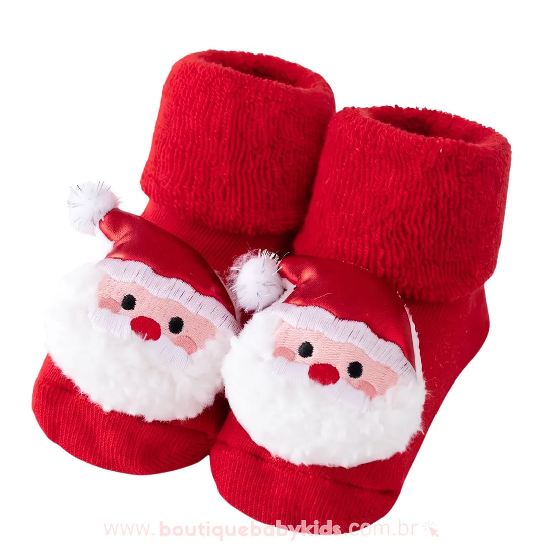 Meia Bebê Papai Noel Natal 3D Antiderrapante Papai Noel - Boutique Baby Kids