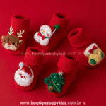 Meia Bebê Temática Natal 3D Antiderrapante Papai Noel - Boutique Baby Kids