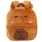 Mochila Infantil Costas Peluciada Capivara Marrom - Frete Grátis