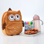 Mochila Infantil Costas Peluciada Bichinho Corujinha Marrom - Boutique Baby Kids