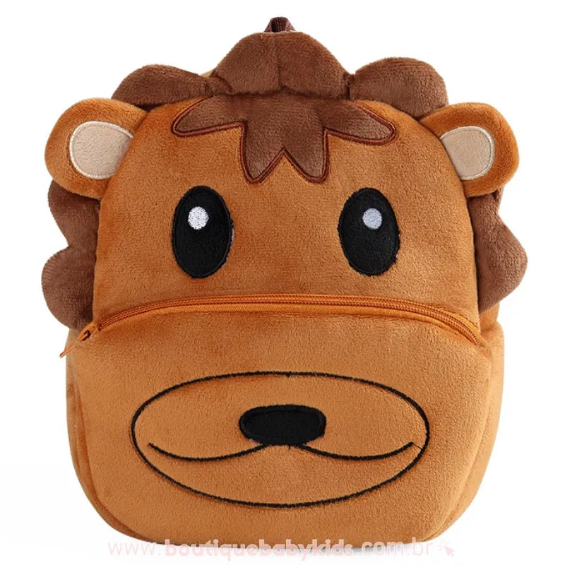 Mochila Infantil Costas Peluciada Leãozinho Caramelo - Boutique Baby Kids