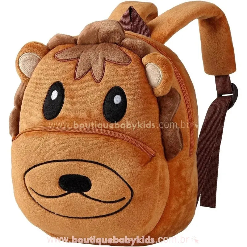 Mochila Infantil Costas Peluciada Leãozinho Caramelo - Boutique Baby Kids