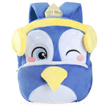 Mochila Infantil Costas Peluciada Pinguim Brincalhão Azul - Boutique Baby Kids