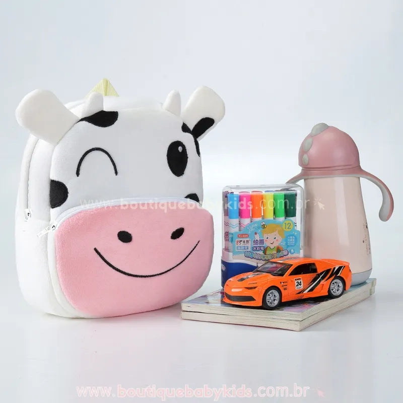 Mochila Infantil Costas Peluciada Bichinho Vaquinha - Boutique Baby Kids