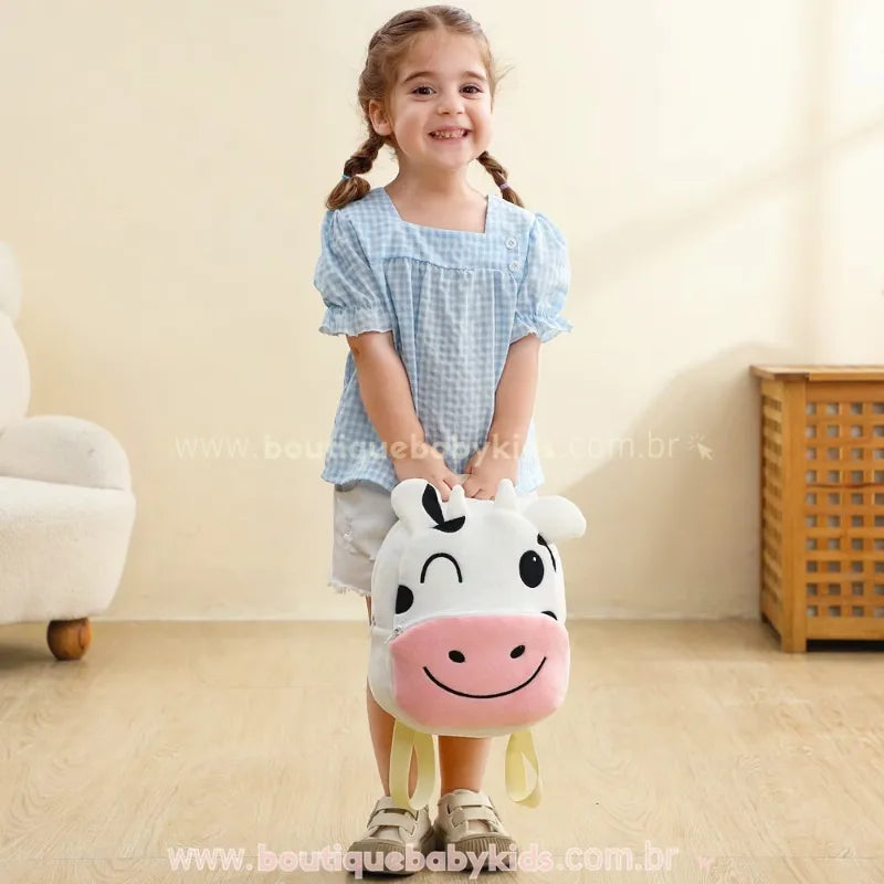 Mochila Infantil Costas Peluciada Bichinho Vaquinha - Boutique Baby Kids