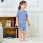 Pijama Infantil Curto Bamboo Soft em Fibra de Bambu Azul - Boutique Baby Kids 