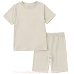 Pijama Infantil Curto Bamboo Soft em Fibra de Bambu Bege - Boutique Baby Kids 