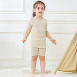 Pijama Infantil Curto Bamboo Soft em Fibra de Bambu Bege - Boutique Baby Kids 