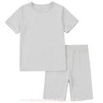 Pijama Infantil Curto Bamboo Soft em Fibra de Bambu Cinza - Boutique Baby Kids 