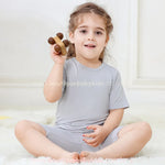 Pijama Infantil Curto Bamboo Soft em Fibra de Bambu Cinza - Boutique Baby Kids 
