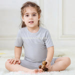 Pijama Infantil Curto Bamboo Soft em Fibra de Bambu Cinza - Boutique Baby Kids 