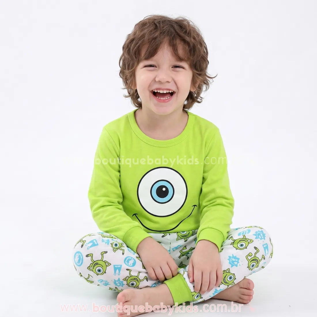 Pijama Infantil Mike Wazowski Monstros SA Manga Longa - Boutique Baby Kids