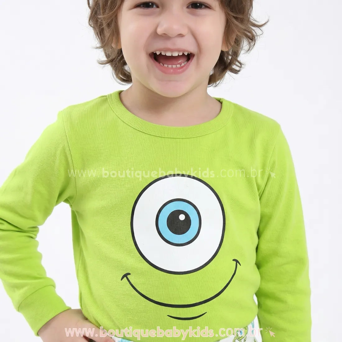 Pijama Infantil Mike Wazowski Monstros SA Manga Longa - Boutique Baby Kids