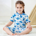 Pijama Infantil Curto Tubarãozinho Azul em Fibra de Bambu - Boutique Baby Kids