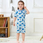 Pijama Infantil Curto Tubarãozinho Azul em Fibra de Bambu - Boutique Baby Kids