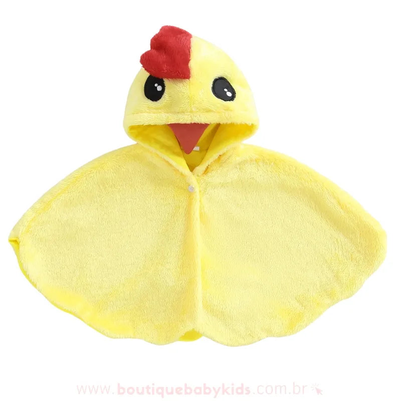 Poncho Capa Bebê Temático Fantasia Pintinho Amarelinho - Boutique Baby Kids