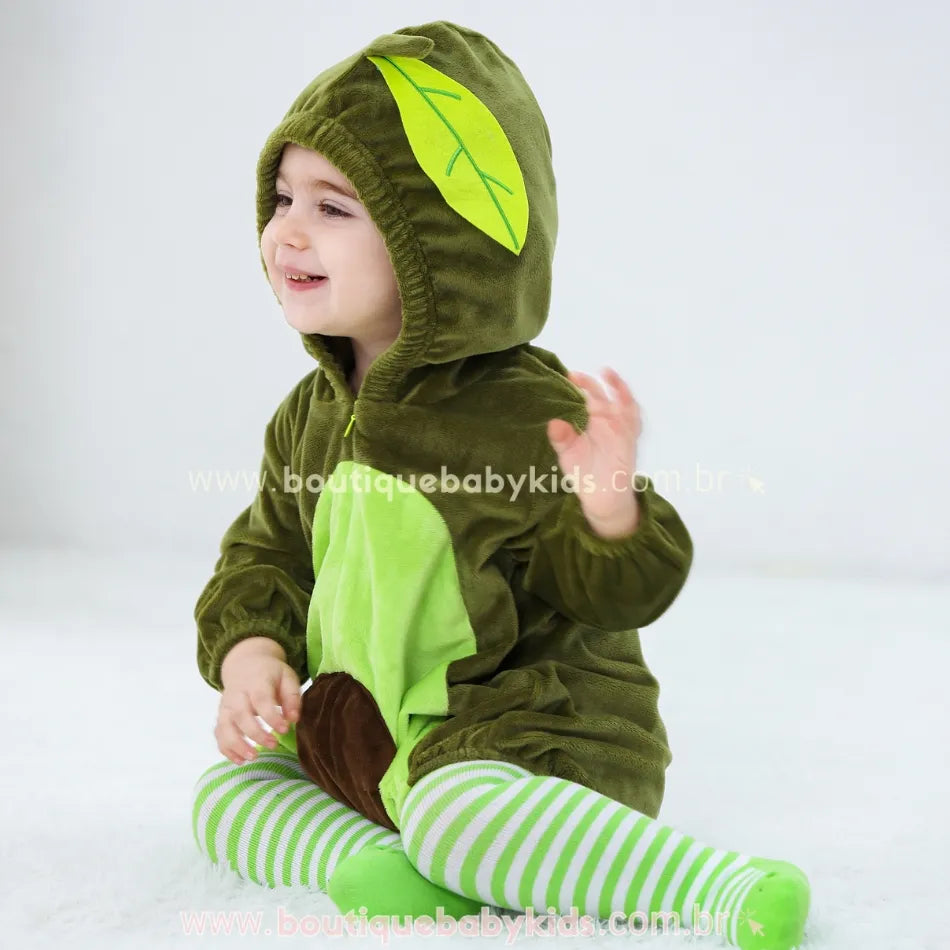 Vídeo Body Bebê Fantasia Abacate Verde Mesversário - Boutique Baby Kids