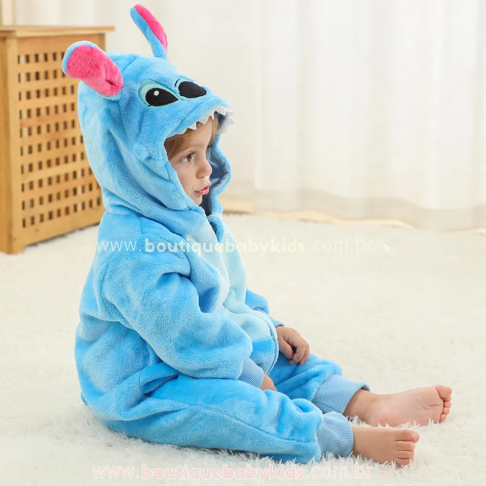 Macacão Bebê Fantasia Bichinho Stitch Azul Original - Boutique Baby Kids
