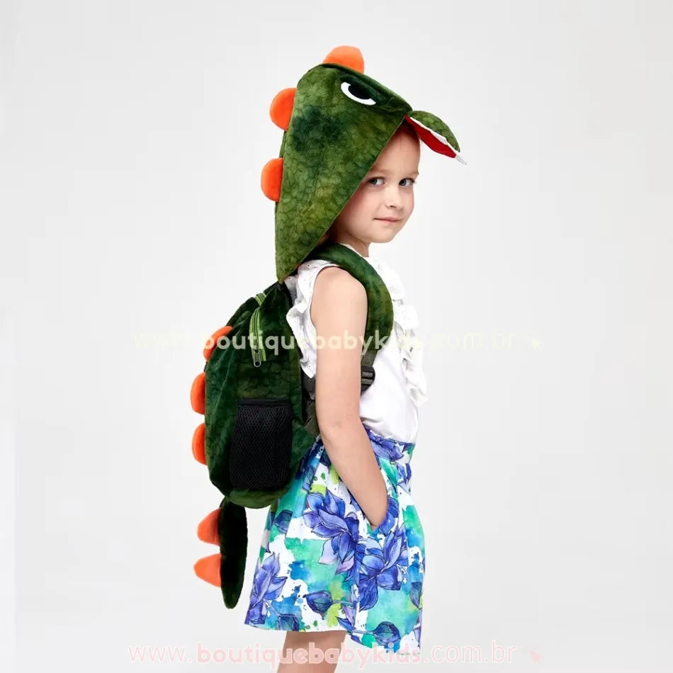 Vídeo Mochila Infantil Dino com Capuz Removível - Boutique Baby Kids