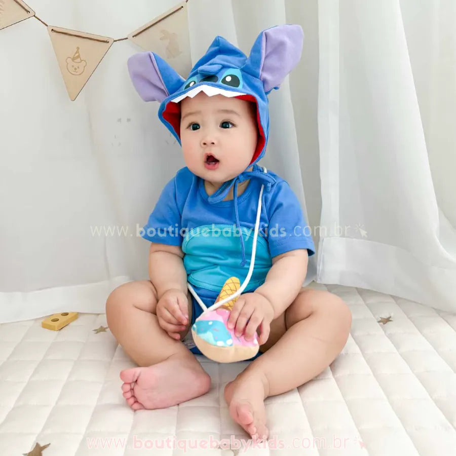 Body Bebê Fantasia Stitch com Acessórios