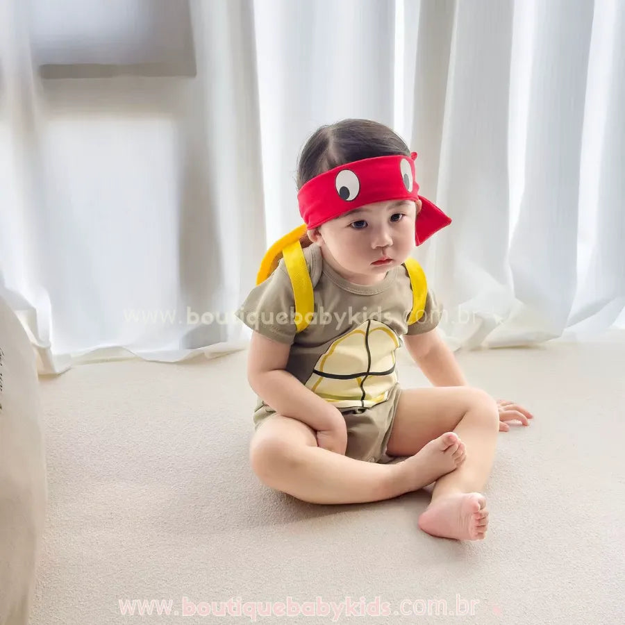 Body Bebê Fantasia Tartaruga Ninja com Acessórios