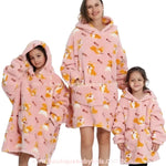 Video Cobertor de Vestir Infantil Adulto Doguinho Corgi com Capuz Oversized Rosa - Boutique Baby Kids