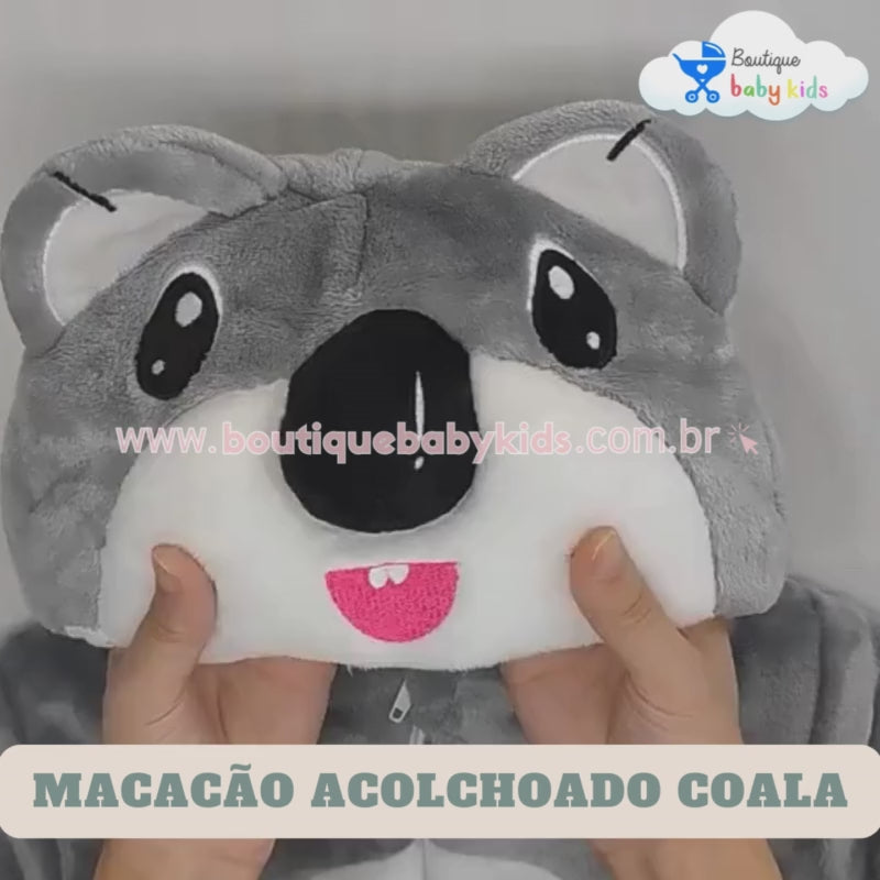 Macacão Bebê Acolchoado Fantasia Coala - Boutique Baby Kids