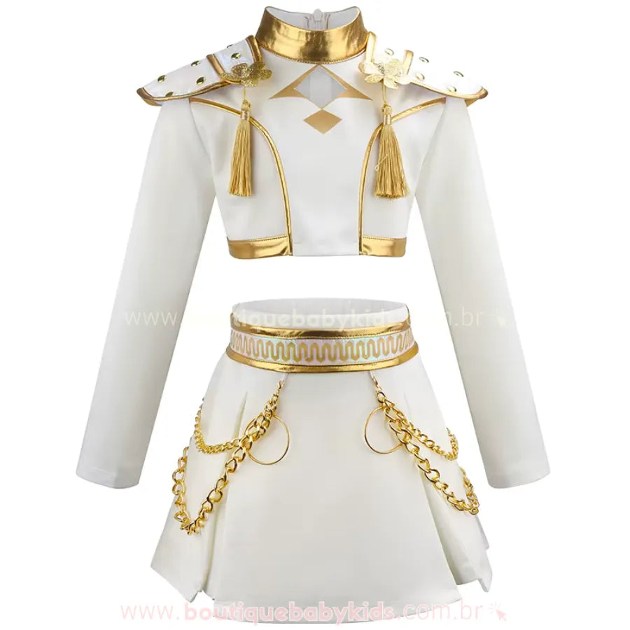 Fantasia Infantil Guerreiras do K-pop - Branca com Correntes Douradas - Boutique Baby Kids