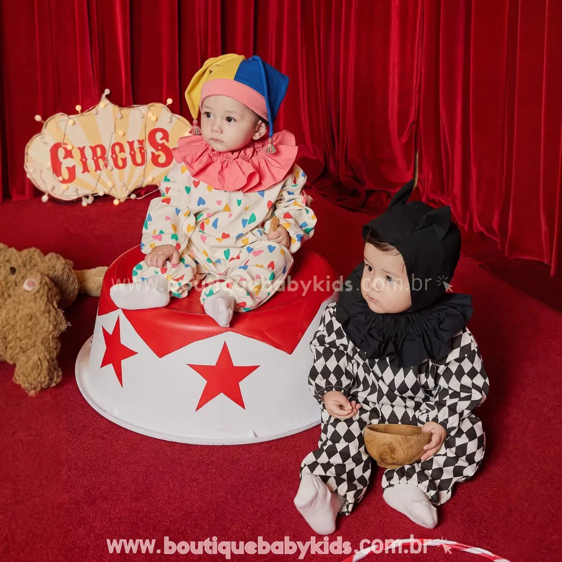 Macacão Bebê Fantasia Circus Arlequim