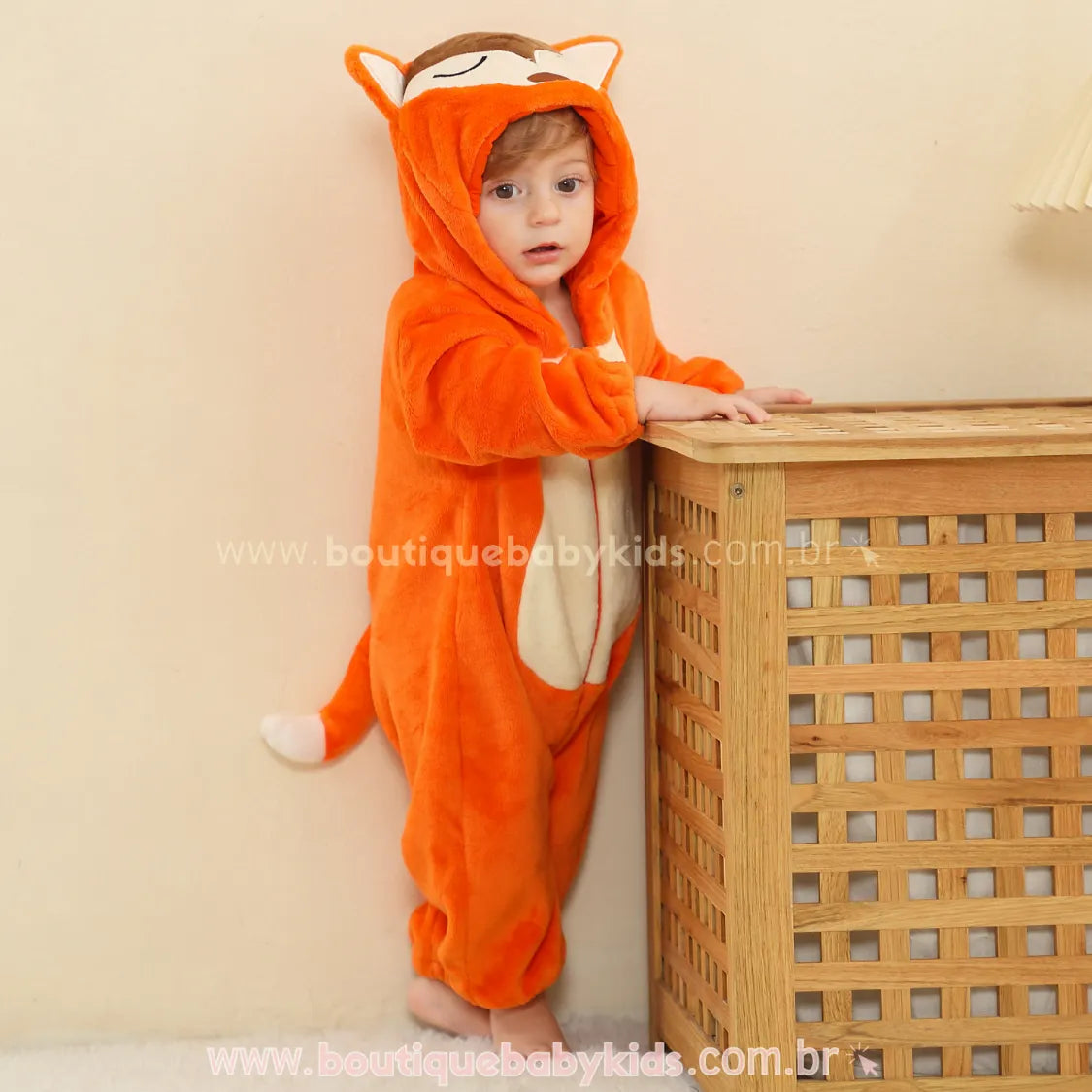 Macacão Bebê Bichinho  Fantasia Raposa Laranja - Boutique Baby Kids