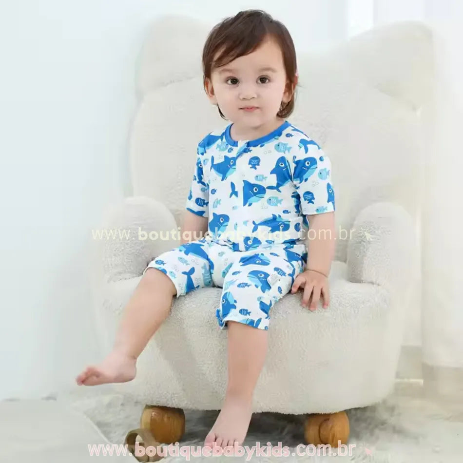 Macaquinho Bebê Tubarãozinho Azul