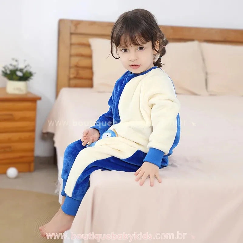 Video Saco de Dormir Infantil Pinguim do Ártico Manga Longa Azul - Boutique Baby Kids