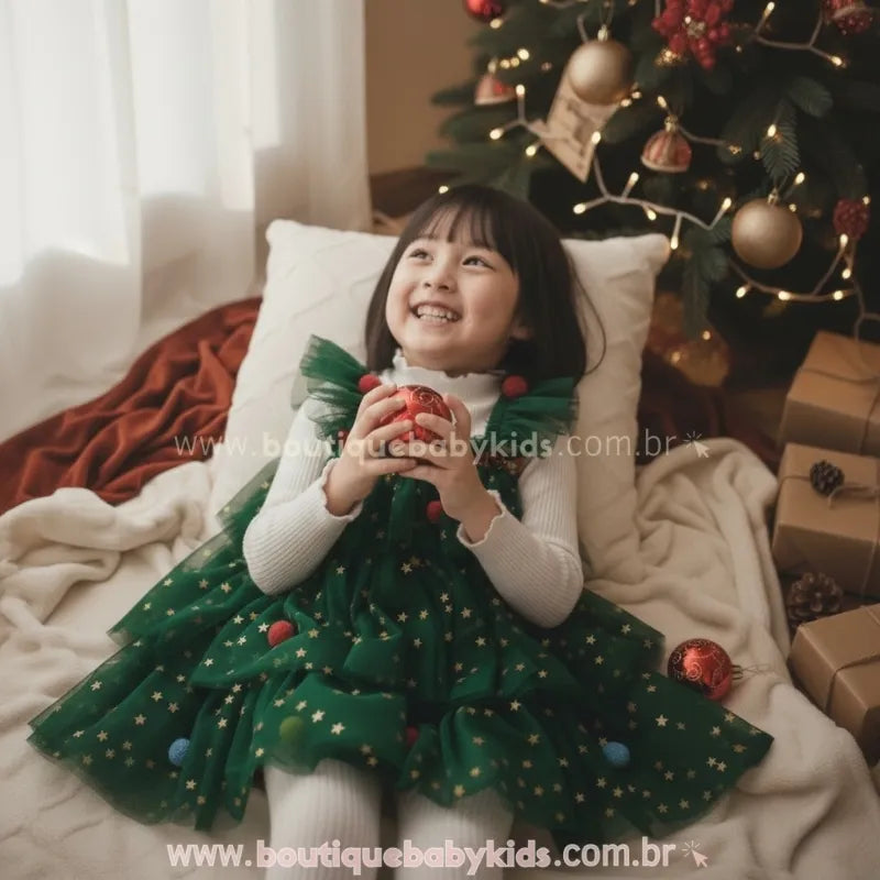 Vídeo do Vestido Infantil Tule Árvore Magia do Natal - Boutique Baby Kids