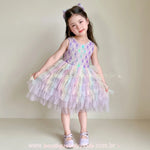 Vídeo do Vestido Infantil Reino das Sereias com Tule e Paetês Lilás - Boutique Baby Kids