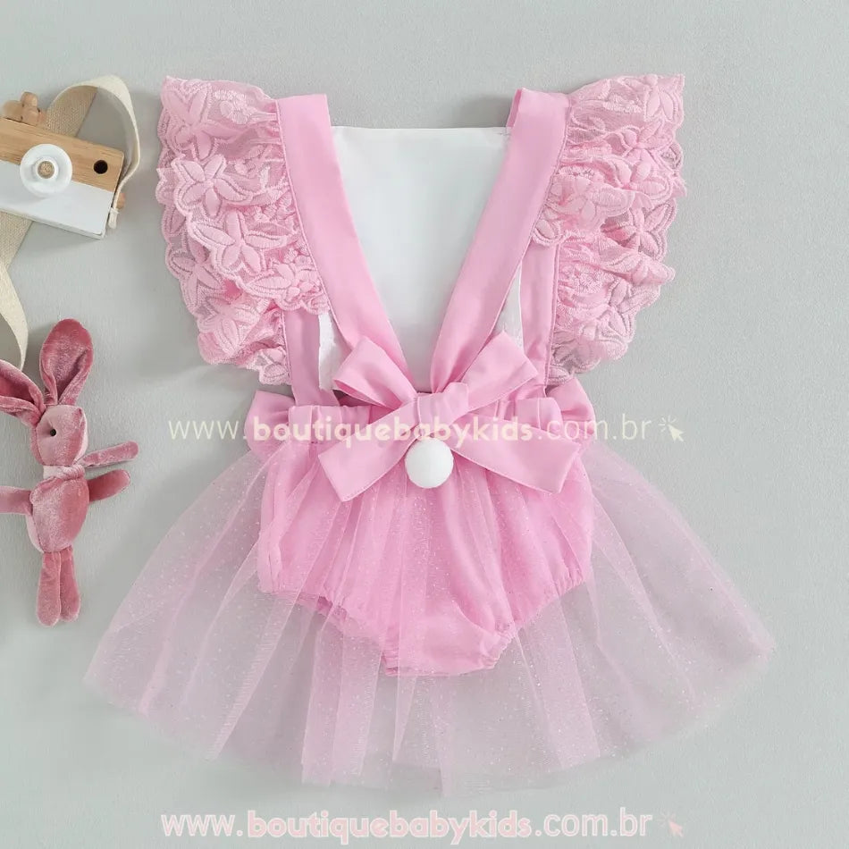 Romper Bebê Coelhinha de Páscoa com Tule