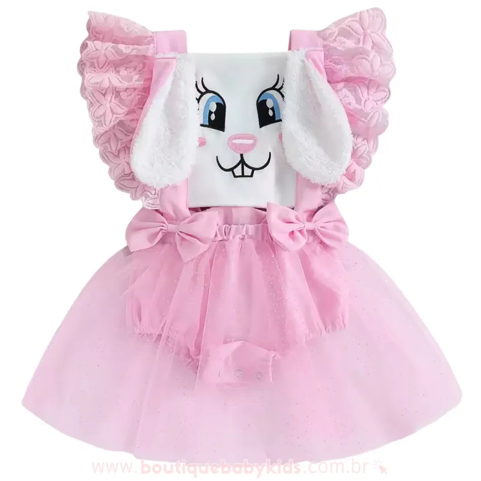 Romper Bebê Coelhinha de Páscoa com Tule
